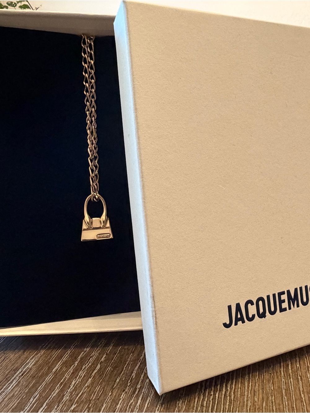 Jacquemus Gold Mini Tote Necklace with Chain